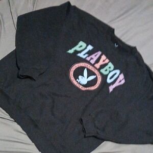 Playboy Black Multicolor Logo Sweatshirt. Sz.L